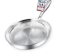 JEXNOVASHOP-poêle en acier inoxydable 18/10 - Ø 28cm 5 couches - 3mm - 1,35 kg Poêle en acier inoxydable pour induction Lavable au lave-vaisselle et résistant au four jusqu'à 400°C