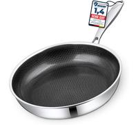 JEXNOVASHOP-Poêle en céramique, 20 cm, sans PFAS et PTFE, résistante aux rayures, 5 couches, 3 mm, 0,8 kg, pour induction, antiadhésive, passe au four et au lave-vaisselle