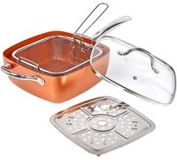 Jexnovashop-Poêle Multifonction 5-En-1 Avec Couvercle & Accessoires Friteuse A L'huile 6l,28cm ¿ Revêtement Céramique Antiadhésif Sans Pfoa ¿ Compatible Induction, Gaz, Électrique & Four