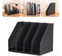 JEXNOVASHOP-Porte Revue Pliable Avec 4 Compartiments, Rangement Vertical pour Papiers A4 et Documents, Organisation de Bureau, École et Papeterie