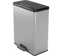 JEXNOVASHOP-Poubelle Deco Rectangle 65L, Gris Métallisé, pour Cuisine, Buanderie, Garage, 486x284x615 mm, PP 100% recyclé, packaging renforcé