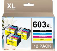JEXNOVASHOP-pour Epson 603 XL Compatible d'encre Cartouches pour Epson 603XL pour Expression Home XP-2100 XP-2150 XP-4100 XP-4105 XP-4155 XP-3100 XP-2155 Workforce WF-2830 WF-2835 (Pack de 12