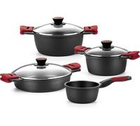 Jexnovashop-Premiere Batterie De Cuisine 7 Pièces En Fonte D¿Aluminium Avec Revêtement Antiadhésif, Tous Feux Dont Induction