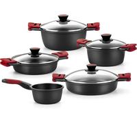 Jexnovashop-Premiere Batterie De Cuisine De 9 Pièces En Aluminium Fondu Antiadhésif, Comprend Des Poignées Détachables, Sans Pfoa, Adaptée À Tous Types De Cuisinières Et Four