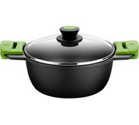 Jexnovashop-Prior Faitout Haut 28 Cm , Fonte D'aluminium, Avec Antiadhésif Innovations Sans Pfoa, Avec Couvercle En Verre Et Anses En Silicone Démontables, Tous Feux Dont Induction