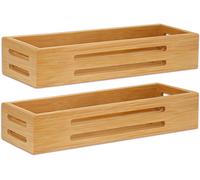 JEXNOVASHOP-Rangement Epices Bambou Sans Perçage, Lot de 2 Etagere a Epices Murale pour Portes d'armoires de Cuisine de Réfrigérateur, Auto-adhésifs ou Percer