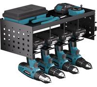 JEXNOVASHOP-Rangement pour outils-Support mural - Perceuse à percussion - 4 emplacements - Pour perceuse électrique - Montage mural - Étagère de rangement - Tournevis - Organisateur d'outils