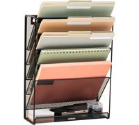 Jexnovashop-Rangement Vertical De Fichiers À 5 Niveaux, Organiseur De Bureau, Support Mural, Bureau, Maille Métallique, 32,75 (L) X 10,2 Cm (L) X 40,6 Cm (H), Noir