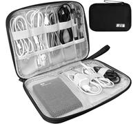 JEXNOVASHOP-Sac Électronique, Pochette Câble de Voyage Antichoc Anti Humide Rangement Sac Portable Organisateur d¿Accessoires pour Disques Durs, Câbles, Chargeur, Téléphoner, USB, Carte SD (Noir)