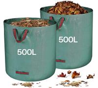 JEXNOVASHOP-Sac Jardin Dechets Verts Resistant, 2 x 500 l Sac Vegetaux Jardin avec Poignées, Pliables et Réutilisables, en Polypropylène Extrêmement Robuste (PP)