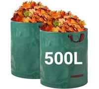 JEXNOVASHOP-Sacs à Déchets de Jardin Robustes - 500Lx2 Sacs de Jardin Réutilisables avec Poignées - Pliables et Réutilisables Tissu Industriel pour Feuilles Déchets Débris