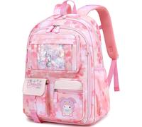 JEXNOVASHOP-Sacs d'école pour filles Sac à dos avec compartiment pour ordinateur portable pour filles pour primaire Sac Stitch - Rose