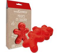 Jexnovashop-Scrap Cooking - Coffret 6 Moules En Silicone Bonhommes Pain D¿Épices - Kit Pâtisserie Pour Gâteaux De Noël Ginger - Moules Individuels Souples - Aptes Four & Lave-Vaisselle - Cadeau Cuisi