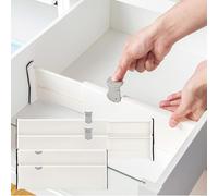 JEXNOVASHOP-Separateur tiroirs organisateur, ensemble de 4 séparateurs de tiroir réglables pour vanité, salle de bain, cuisine, bureau, White
