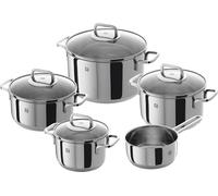 Jexnovashop-Set De 5 Casseroles, 4 Couvercles, Adapté À La Chaleur À Induction, Acier Inoxydable, Série Quadro