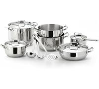 Jexnovashop-Sfiziosa Batterie De Cuisine En Acier Inox 18/10, Casseroles Induction, Gaz Et Four, 13 Pièces, Fond Lagoseal Plus, Set Avec 3 Faitouts, 2 Marmites, 1 Casserole, 4 Couvercles Et 3 Ustensi