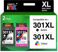 JEXNOVASHOP-starink 301XL pour Cartouches HP 301 HP 301 XL Compatible avec DeskJet 2540 1010 1510 2050 2544 2510 1050A 1000 OfficeJet 2620 4630 4632 2622 Envy 4504 5534 5536 (Noir Couleur, 2 Pack)