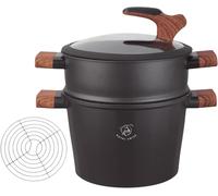 Jexnovashop-Stoompan/Couscous Casserole De 24 Cm, Pour Induction Et Tous Types De Feux, En Acier Inoxydable, Avec Couvercle En Verre, Pour Une Cuisson Saine Des Légumes, Du Poisson Et Du Couscous