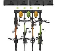 JEXNOVASHOP-Support Mural de Rangement pour Vélos 32"", Crochet Mural de Fixation Robustes pour Garage pour 4 Vélos + 3 Casques, Cintres de Vélo en Acier Massif Range-vélos Jusqu'à 300 lbs - Noir