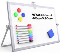 Jexnovashop-Tableau Blanc Effacable À Sec 30 X 40 Cm,A3 Tableau Magnetique Avec Support,Cadre En Aluminium,Chevalet Portable Double Face A3 Pour Le Dessin À L'école Et À La Maison