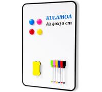 Jexnovashop-Tableau Blanc Magnetique 40x30cm, A3 Tableau Blanc Double Face Avec 6 Stylos Marqueurs Et Effaceur, Effaçable À Sec Tableau Aimanté Frigo Pour Mémo, Plannings De Repas, Notes, Cuisine Lis