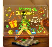 Jexnovashop-Tableau Lumineuse Message Led, Tableau En Acrylique Avec 7 Couleurs Stylo, Avec Support Réglable, D'écriture Led Lumineux Transparent, Essuyable, Tableau D'écriture, Mémo (30 * 20cm)