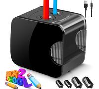 Jexnovashop-Taille Crayon Electrique Professionnel Usb 2 Trous 6-12mm Gros Diametre, Taille-Crayons Avec Reservoir, 4 Lames, Taille-Crayon Électrique Pour Crayon Dessin, Crayon Papier, Crayon De Coul