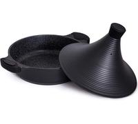 Jexnovashop-Tajine De Cuisson 32cm En Aluminium Convient Pour Induction, Tajine À Induction, Gaz Et Vitrocéramique, Tous Feux Dont Induction (Noir, 32)