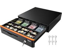 Jexnovashop-Tiroir Caisse Enregistreuse À Monnaie Et Billets Ouverture Manuelle Et Automatique, 4 Compartiments De Billets Et 8 De Pièces, Connexion Rj-12, 41 X 41 Cm, Pos Restaurant Supermarché, 405