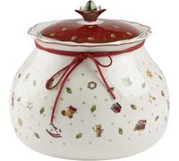 Jexnovashop-Toy's Delight Grand Pot De Conservation, Porcelaine Premium, Blanc/Rouge