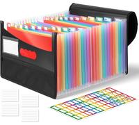 JEXNOVASHOP-Trieur Document, Range Document à 25 compartiments pour Rangement Papier Administratif, format A4 avec onglets arc-en-ciel, Classeur Trieur étanche pour bureau, école et maison