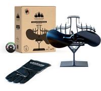 JEXNOVASHOP-Ventilateur de poêle à bois 2 lames 21cm, double puce alimentées par la chaleur sans électricité pour poêle à bois fonte et acier, gant anti-chaleur et thermomètre offert