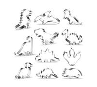 JEXOWIQ 12 pcs Emporte pièces Dinosaures,Découpoirs à Biscuits en Métal,Moules Dinos pour Petits Gâteaux,emporte-pièces pour biscuits pour la maison,Accessoires Pâtisserie Anniversaire Déco Jungle