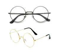 JEXOWIQ 2pcs Lunettes Rondes Style Retro Sixties Lunettes claires,rétro Classique,Fil Rond Costume Lunettes Accessoires,Lunettes Design Classique,Accessoires de Lunettes de fête rétro Cosplay