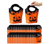 JEXOWIQ 30 pcs Sacs cadeaux,sacs à bonbons en plastique pour Halloween,Orange citrouille,Pour Halloween,fête, goûter,décoration,art et loisirs créatifs des enfants,décorations d'Halloween,19.5*15.5cm
