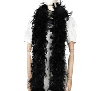 JEXOWIQ Boas de Plumes Schwarz,Plumes de Dinde Mardi Gras Boa Moelleux,120 cm de Long,pour Idées de Fête Preppy Mariage DIY Artisanat Robe de Danse Accessoire Costume d'halloween Décors
