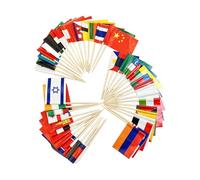 JEXOWIQ Drapeau Cure-dent - 100 pcs Décorations de fête olympique,Décorations de gâteaux,Drapeaux de 100 nations avec drapeaux du monde pour sandwich, bar, barbecue，Décorations