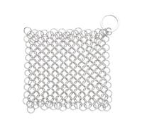 JEXOWIQ Nettoyeur de Fonte en Acier Inoxydable,Nettoyant en Fonte pour Poêles, 4X4 Pouce,Woks Ustensiles de Cuisine et Plus Encore,Laveur de Cotte de Mailles d'acier Inoxydable Chaîne Scrubber