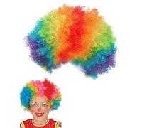 JEXOWIQ Peluca de Payaso Multicolor Peluca de Carnaval de Colores de Halloween Peluca Afro de Arcoíris Postizo de Payaso Rizado para Adultos Niños Fiesta Disfraz Cosplay Disco Circo Unisex