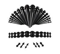 JEXOWIQ Piercings tunnels,36Pcs Ecarteur Oreilles d'Étirement d'oreille Acrylique Cônes Et Bouchons Silicone Boucle Clou d'oreille Tunnel Conique Tiges Anneau Septum Extenseur pour l'Oreille Piercing
