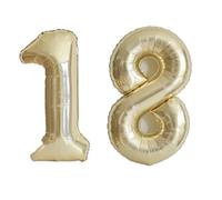 JEYE Ballons géants en Mylar en forme de chiffre 1 et 8 de 101,6 cm, pour 18e anniversaire, décorations de fête d'anniversaire de 18 ans, doré clair et platine