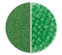 JEYEFFE Perles d'eau 60 g Vert 2-2,5 mm, 10-12 litres pour vases et Fleurs | Sachet de 60 g: 8 à 10 heures dans l'eau froide et les perles deviennent des sphères de 10-15 mm, soit 10-12 litres.