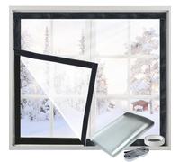 Jeyeou 9291 Kit d'isolation de fenêtre robuste pour la chaleur et le froid, 99,1 x 121,9 cm de haut, transparent, épais, facile à ouvrir pour la ventilation, installation simple, 9291