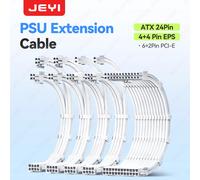 JEYI PSU Kit de câble d'extension-24 broches ATX + 8 broches EPS + 6 + 2 broches PCIe, manchon 18AWG avec peignes, compatible avec boîtier universel 5IN 1-B