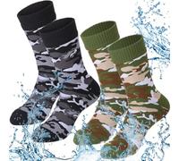 Jeyiour Lot de 2 paires de chaussettes imperméables et respirantes unisexes pour le ski, la randonnée, la pataugeoire, la pêche pour homme et femme, camouflage, X-Large