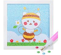 JEYORZY 1 Kit Complet de Diamond Painting 5D Stitch, Peinture Diamant Pour Enfants, Art DIY avec Cadre, Peinture au Diamant, enfants ouvrages d'art,Décoration Murale et décoration de meubles (Abeille)