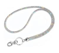 JEYORZY 1 pcs Lanière Collier En Cristal, porte badge tour de cou, Porte-Clés Bling Porte-Badges avec Lanière Rétractable et Porte-Cartes d'Identité, Cordon Tour de Cou avec Strass, pour Carte Bus