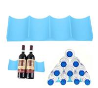 JEYORZY 1 pcs Range Bouteille Frigo, Porte Bouteille Vin, Rangement Bouteille Frigo, Frigo Range Bouteille Vin, Support Bouteille Vin, Étagère à Vin en Plastique, pour Armoire de Cuisine, Bleu clair
