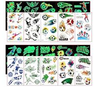 JEYORZY 10 Feuilles Tatouage Enfant, Garcon Fille Deco Anniversaire Foot Tatouage Ephemere Fluorescent Pinata Anniversaire Garcon Anniversaire Football,(B)