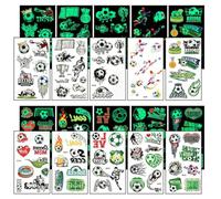 JEYORZY 10 Feuilles Tatouage Enfant, Garcon Fille Deco Anniversaire Foot Tatouage Ephemere Fluorescent Pinata Anniversaire Garcon Anniversaire Football,(A)